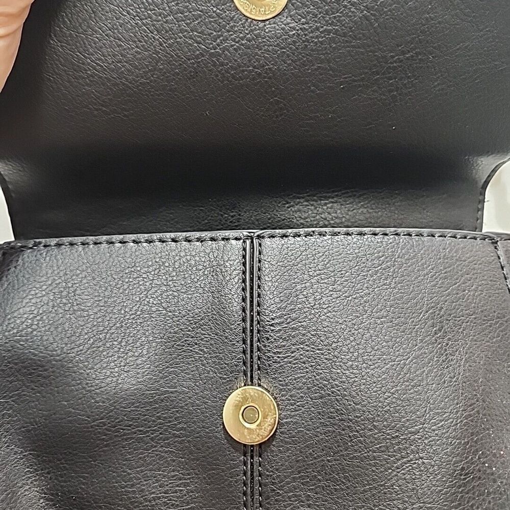 Sole Society Black Crossbody Bag Faux‎ Leather Suede Flap Gold Chain - Picture 4 of 9